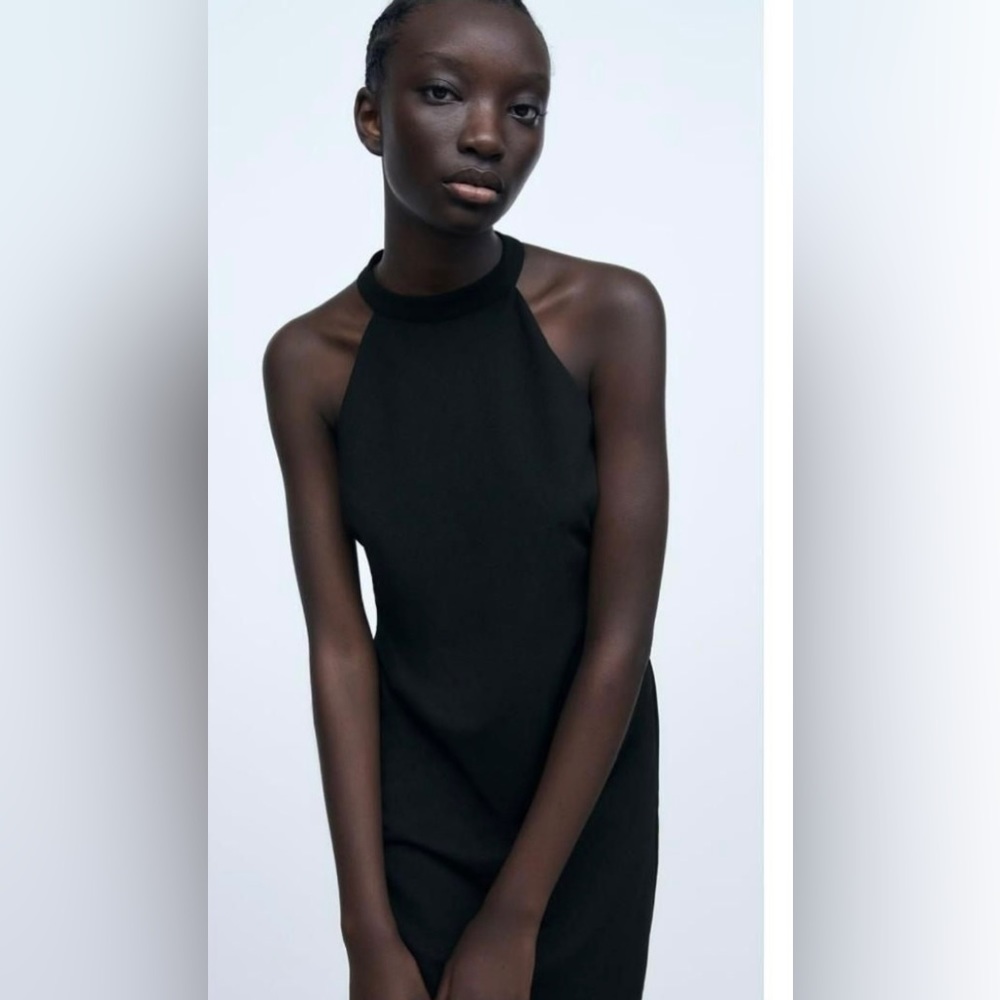 Zara Black Satin Halter Mini Dress - Picture 13 of 16